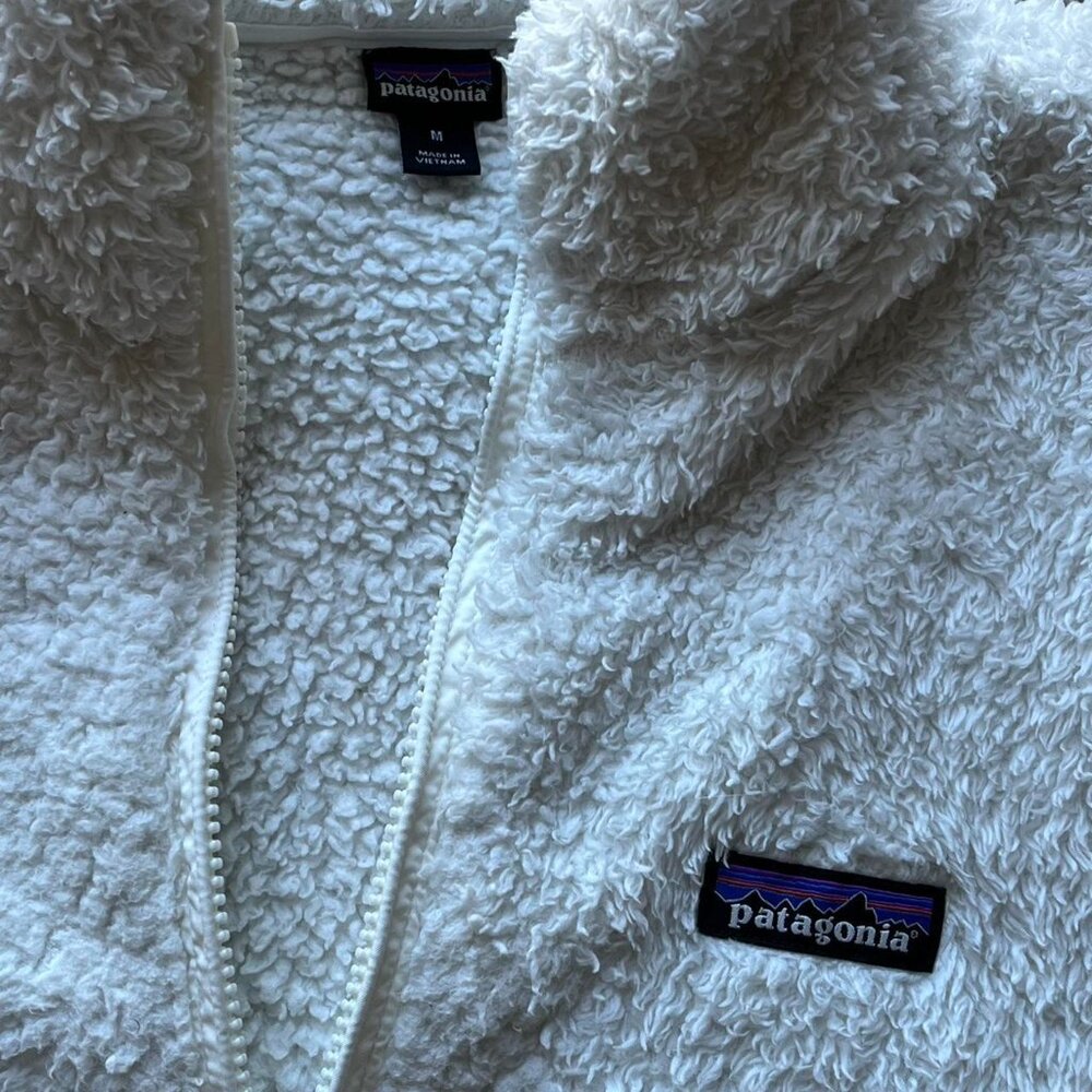 White Patagonia Los Gatos Fleece Jacket Womens Medium Winter Minimalist Pullover - Picture 2 of 6